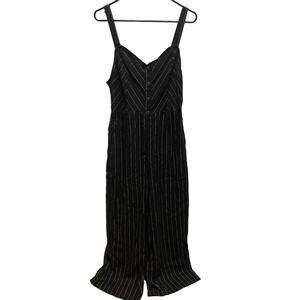 &. Layered Black and White Pin Stripe Wide Leg Jumpsuit Large NWT